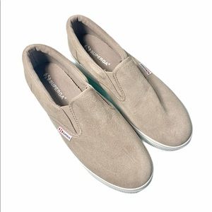 SUPERGA Platform Tan Suede Slip-on Sneaker…